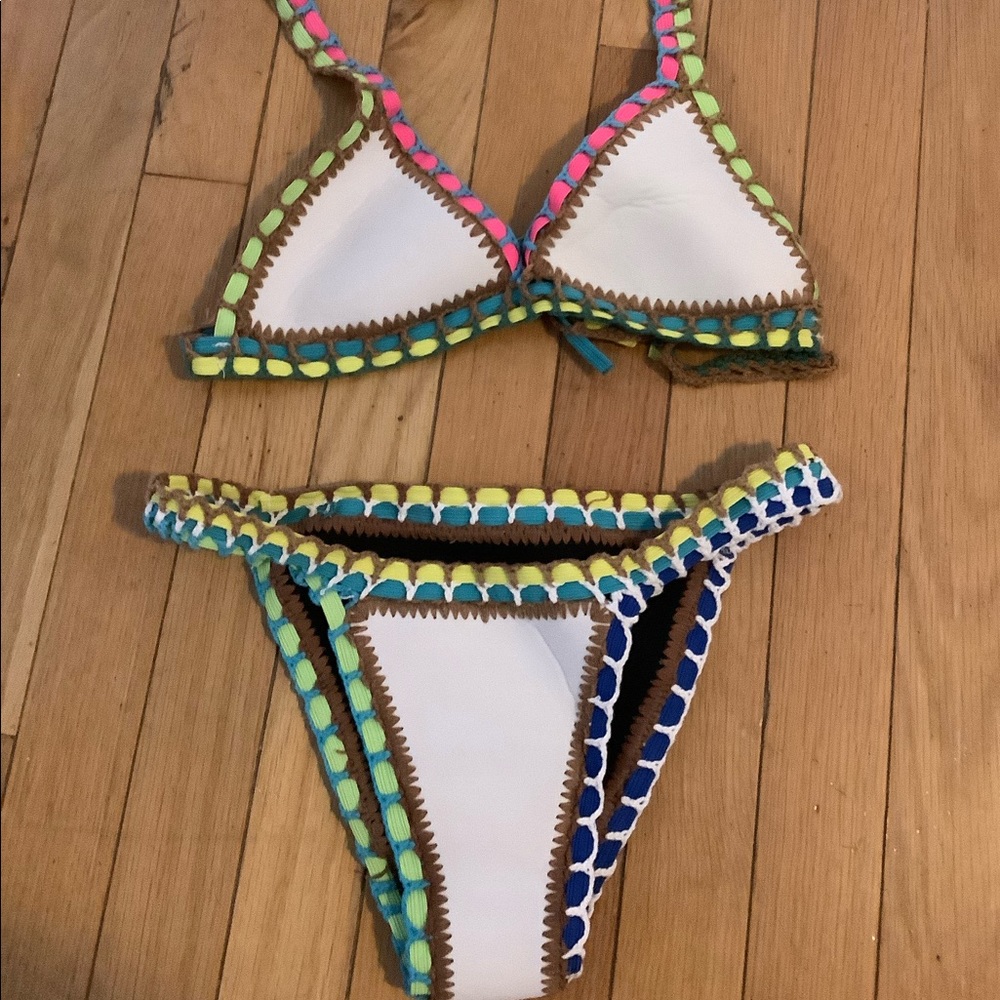 White colorful bikini